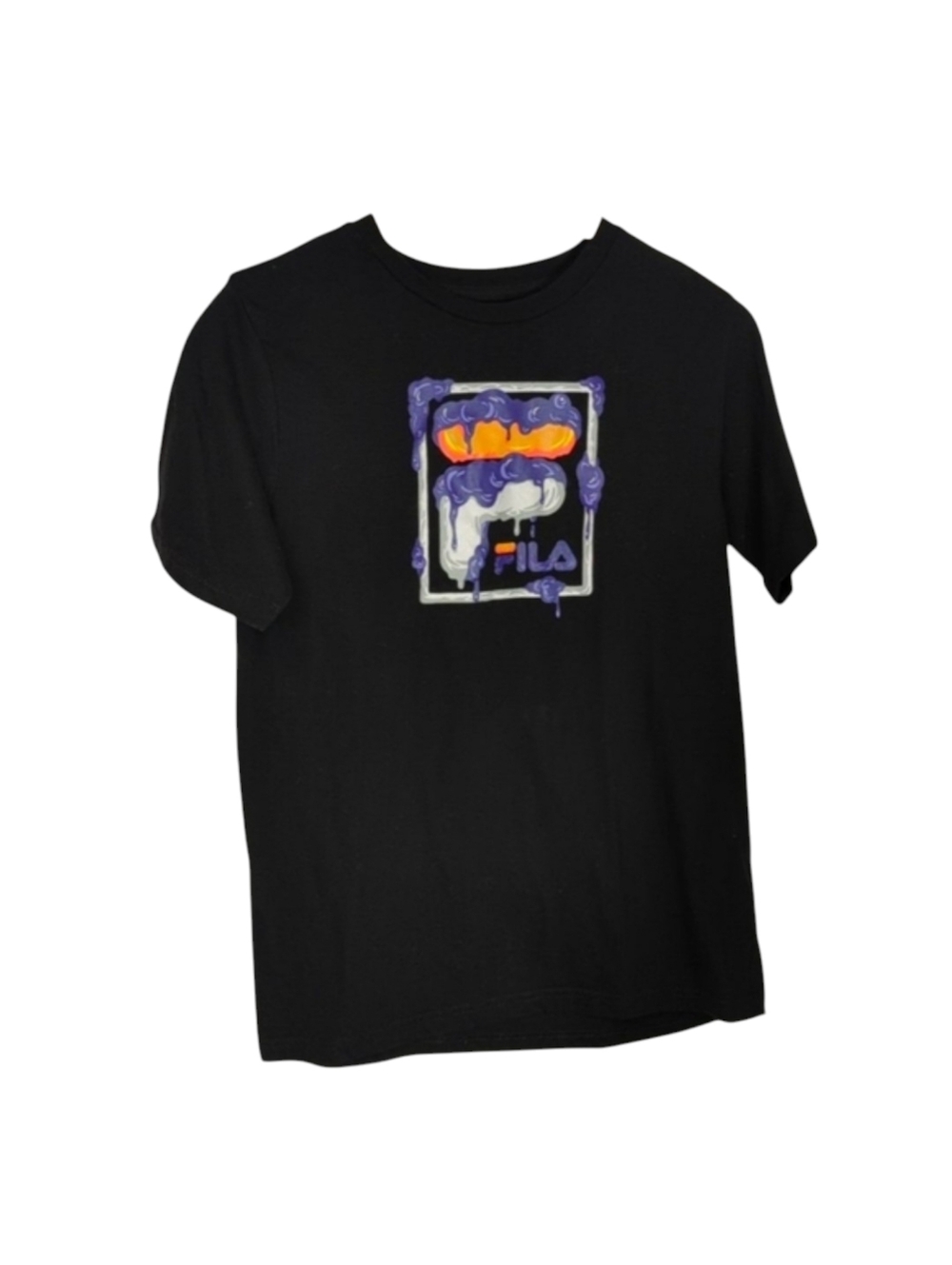 Fila Black Logo T-Shirt Purple & Orange Youth Size XL